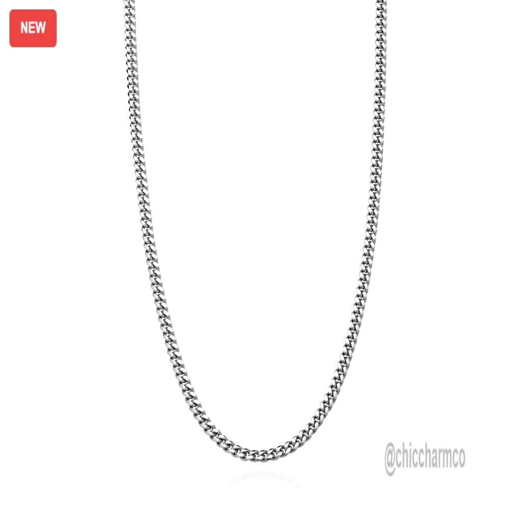 Thick 3.2mm 5mm 7mm Cuban Link Chain Necklace Sterling Silver Men's